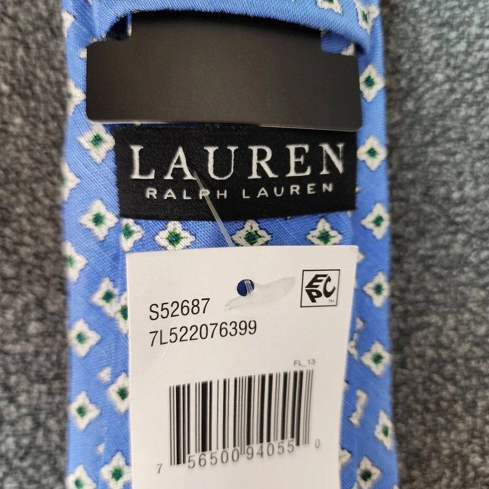 Lauren Ralph Lauren Mens Blue Geometric Diamond‎ Silk Blend Necktie S52687